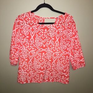 orange patterned top